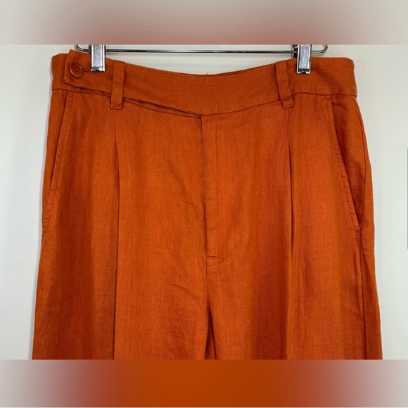 NWT Madewell The Harlow Wide-Leg Pant in 100% Linen Dark Copper Trouser Size 6 - Picture 5 of 12